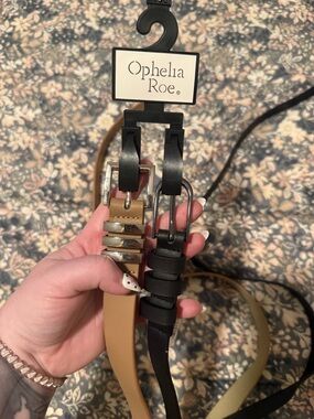 Ophelia Roe Women’s Belt Duo — Tan and Black Leather Belts
